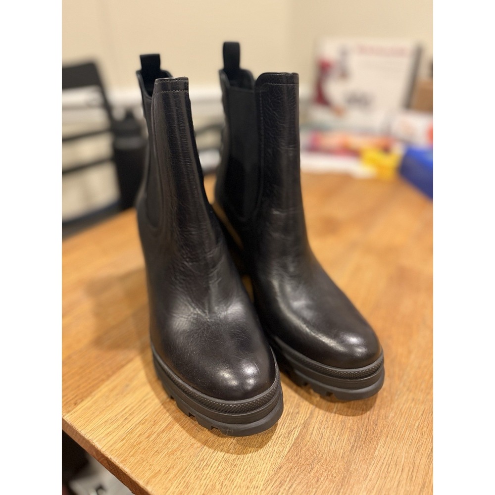 $500 VERONICA BEARD Winnie Combat Bootie‎ PLATFORM BLACK LEATHER 11 (MG8)